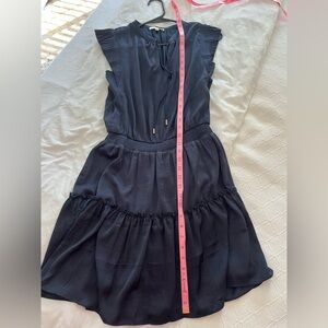 Skies Are Blue Navy Tie-Front Ruffled Dress